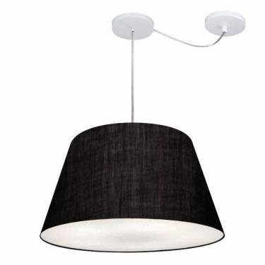 Imagem de Lustre Pendente Cone Com Desvio De Centro Vivare Md-4283 Cúpula Em Tecido 35x50cm - Bivolt Preto 127/220v
