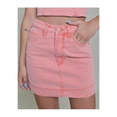 Imagem de Saia Jeans Dialogo Midi Colorida com Recortes e T-Feminino