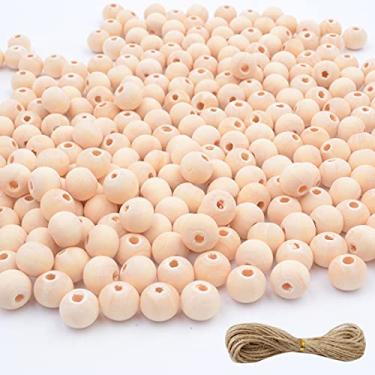 Imagem de 1000 contas de madeira de 10 mm para artesanato com fio de juta, contas redondas de madeira natural inacabada para artesanato DIY, guirlanda de contas, decoração de fazenda, fabricação de joias