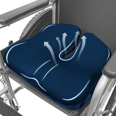Imagem de SPRING SEAON Almofada de assento de cadeira de rodas, almofada ergonômica de espuma viscoelástica para alívio de pressão, ciática e dor no cóccix, fundo de borracha antiderrapante e removível para