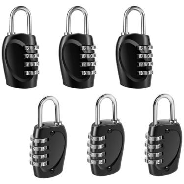 Imagem de XYDHQS 6 peças de fechadura de combinação de 4 dígitos, cadeado de combinação de 4 dígitos à prova d'água ao ar livre, bloqueio de combinação redefinível, cadeado de código sem chave para armário