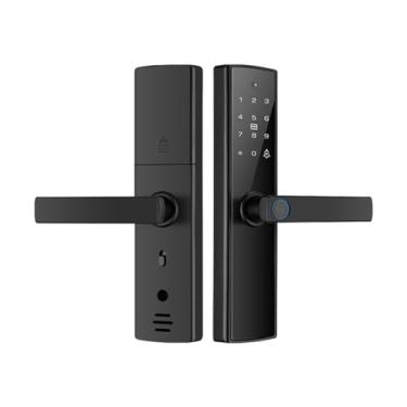 Imagem de BASIC HOUSE Fechadura de porta inteligente de impressão digital com conjunto de maçanetas, fechadura de teclado com impressão digital, controle completo de aplicativo, acesso a cartão, desbloqueio