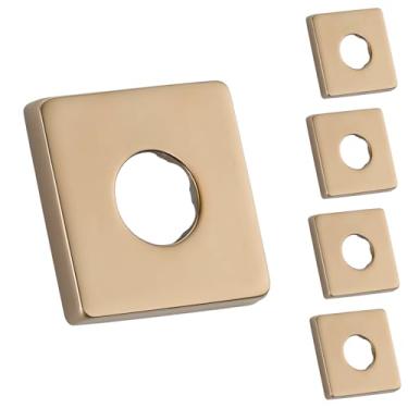 Imagem de Pacote com 5 flanges de torneira de chuveiro RP51034CZ, compatível com braço de chuveiro Delta e sistema de drenagem - flange quadrada bronze champanhe, flange de aço inoxidável à prova de vazamento