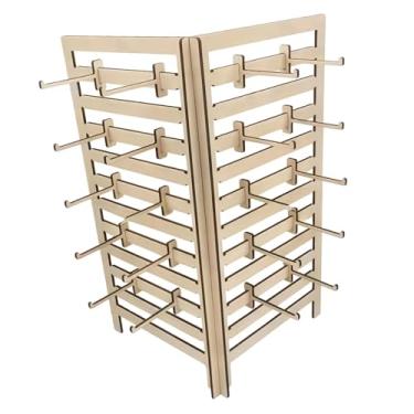 Imagem de oshhni Organizador de joias de madeira, suporte para exibição de joias, ganchos para pendurar, porta-chaves para anéis, balcão, cômoda de mesa