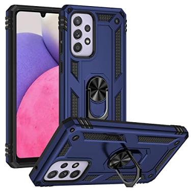 Imagem de SORAKA Capa para Samsung Galaxy A33 5G com suporte de anel capa armadura para Samsung Galaxy A33 5G capa traseira de policarbonato rígido com placa de metal para celular magnético suporte de carro