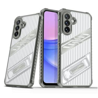 Imagem de SORAKA Capa para Samsung Galaxy A15 5G com suporte PC rígido transparente e TPU flexível antiderrapante texturizado de camada dupla à prova de choque