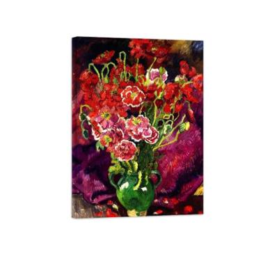 Imagem de Flores Pintura em tela Famosa Pintura Reprodução-Quadros para sala de estar-Flores vermelhas em vaso-Pôster pronto para pendurar Tela Embrulhada 50x70cm