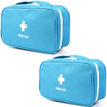 Imagem de Jipemtra 2 peças bolsa de primeiros socorros vermelha vazia bolsas médicas para casa, emergência, viagem, acampamento, caminhada, ar livre, primeiros socorros (azul BB)