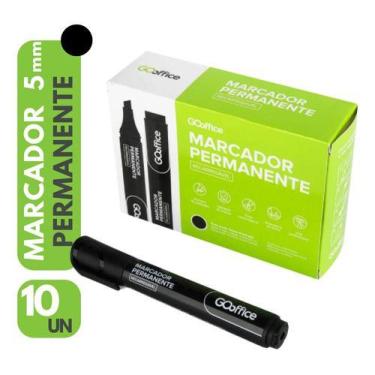 Imagem de Caixa Com 10 Canetão Marcador Permanente 5 Mm Preto - Pincel Marcador 