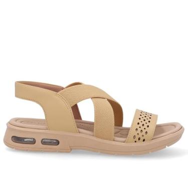 Imagem de Sandalia Usaflex Laser Elastico Tira Cruzada Ref Ud14002 Creme 36