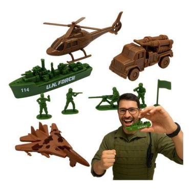 Imagem de Kit Militar Avião Navio Brinquedo Tropas Militares De Guerra - dute to
