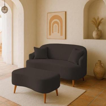 Imagem de Conjunto Sofá Curvo Orgânico Malu 01 Puff Boucle - Silverio Decor, Mar