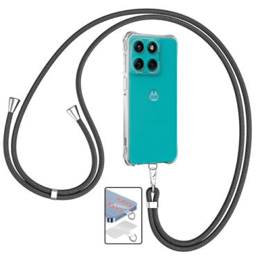 Imagem de Capa Anti Impactos com Cordão para Celular Motorola Edge 60 Pro, Alça Regulável
