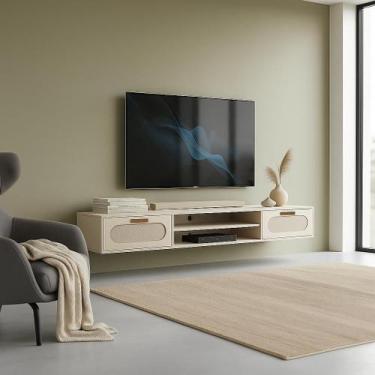 Imagem de Rack Grande Para TV 100% MDF Com Nicho e 2 Gavetas Telinha - Jasper Mo