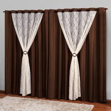 Imagem de Cortina Longa Em Oferta 3,00x2,50 Tecido Marrom Marrocos - EMPÓRIO DO 