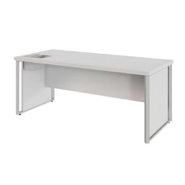 Imagem de Mesa Diretor 180cm com Caixa de Tomadas e Porta Objetos para Escritório Corporate Cinza