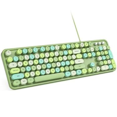 Imagem de Teclado MOWUX: Máquina de escrever redonda retrô com fio, USB, cor ver
