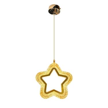 Imagem de Luminária Pendente Estrela Acrílico Led 3200K Dourado 9W