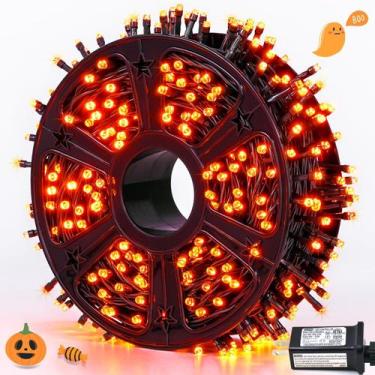 Imagem de Luzes de corda de Halloween JMEXSUSS 173 pés 500 LED laranja à prova d