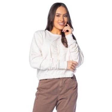 Imagem de Moletom Feminino Momentus Estampa Bordada Linho Bege Claro-Feminino