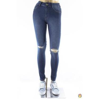 Imagem de CALÇA JEANS DARLOOK NEIDA COM RASGOS AZUL - FEMININO-Masculino