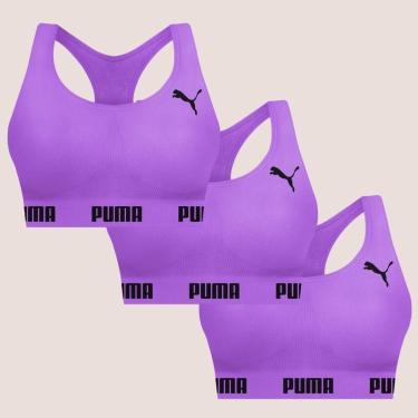 Imagem de Kit Com 3 Tops Puma Nadador Sem Costura E Sem Bojo Fitness Fit Para Academia Corrida Treino-Feminino