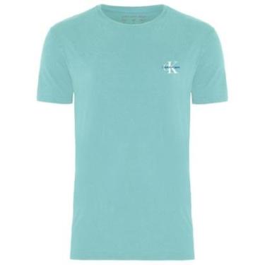 Imagem de Camiseta Calvin Klein Jeans Masculina New Logo Re Issue Azul Turquesa-Masculino