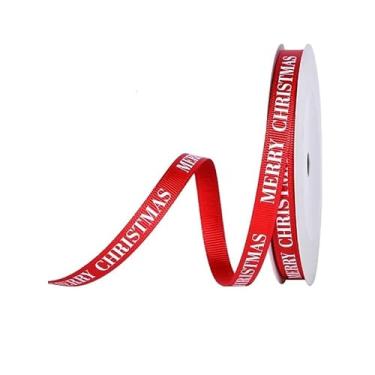 Imagem de YAMA Fita de gorgorão Merry Christmas, 9,5 cm, 10 metros, fitas de Natal para embrulhar presentes e fazer laços de cabelo