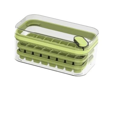 Imagem de Forma De Gelo 64 Cubos Camada Dupla Recipiente Tampa/bandeja Armazenagem De 64 Cubos (VERDE)
