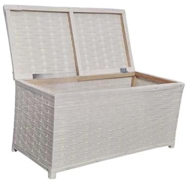 Imagem de Caixa Organizadora de Brinquedos com Tampa Articulada - Design Moderno em Tecido, Estrutura em Madeira e Pronta para Uso (branco)