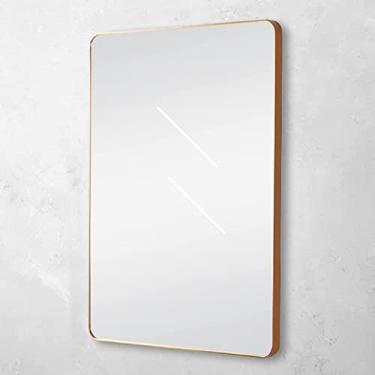 Imagem de Espelho de banheiro montado na parede espelho de parede para moldura de metal espelho de banheiro retangular decorativo, espelho de vaidade para entradas, espelho de decoração de parede de salas de