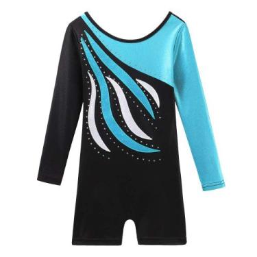 Imagem de Collant BAOHULU para meninas, ginástica, B196, preto, azul
