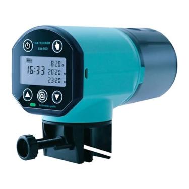 Imagem de Liusj JUnst Alimentador automático de peixes com tela LCD, alimentador automático elétrico à prova de umidade para aquário ou aquário pequeno, alimentação automática em férias ou feriados