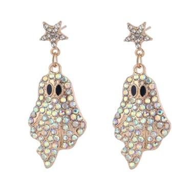 Imagem de Brincos de fantasma de Halloween para mulheres, lindos brincos de fantasma de Halloween com strass para mulheres, bijuterias de festa de cosplay, Medium, Metal, Sem pedra preciosa
