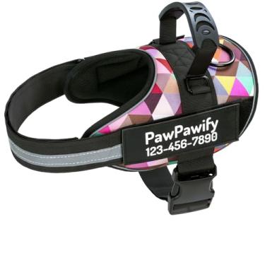 Imagem de Peitoral essencial personalizado para cães, colete personalizado para animais de estimação com nome e número de telefone, sem asfixia, refletivo, ajustável e acolchoado, fácil de caminhar e treinar