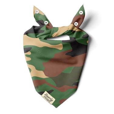 Imagem de BeverlyPaws Bandana de encaixe para cães pequenos, médios e grandes, lenço ajustável para cães e gatos, para meninas e meninos, roupas e acessórios engraçados para filhotes (camuflagem verde, pequeno)