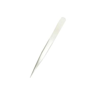 Imagem de Pinça Alongamento de Cílios Reta Longa Prata - Alta Precisão em Aço In