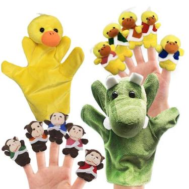 Imagem de Conjunto de fantoches de pelúcia RIY Plush Monkeys Ducks para crianças
