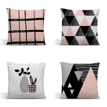 Imagem de Kit 4 Capas Para Almofadas Decorativas Juma Oxford 100% Poliéster - Escandinava Rosa