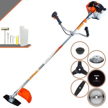 Imagem de Aparador de Grama À Gasolina Vulcan VR430S 43cc 1,7HP 10.000rpm Multifuncional Com 4 Lâminas de Corte + Carretel de Nylon + Escova de Aço 38 Cerdas