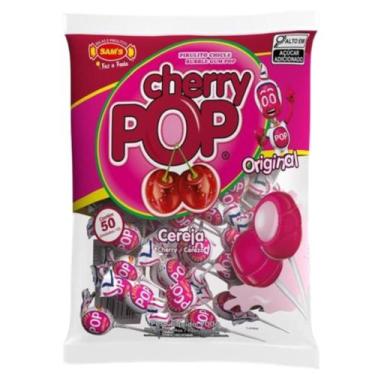 Imagem de Pirulito Cherry Pop Cereja Recheio Chiclete c/50 - Sams