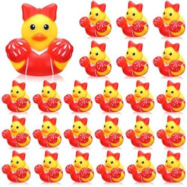 Imagem de Presente a granel Cheerleader Rubber Duck MiniInflat, 24 unidades verm