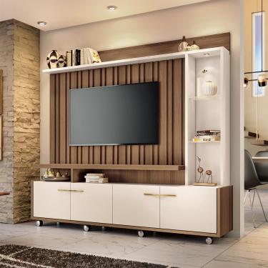 Imagem de Home Theater Decorativo Perseu TV até 60" com LED Castanho/Off White  G26 - Gran Belo