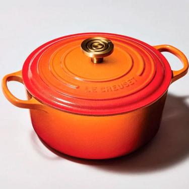 Imagem de Panela Redonda Signature 100 Anos 20 cm Laranja Pegador Dourado Le Creuset