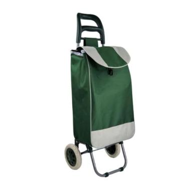 Imagem de Carrinho de compras reforçado dobráve colorido - Dobrável, sacola bolsa térmica, suporta 30kg, ideal para feira e supermercado(VERDE)