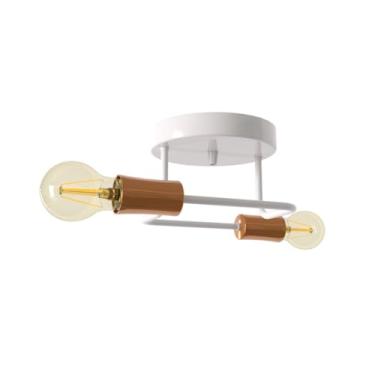 Imagem de Lustre Luminária 2 Braços Quarto Sala Cozinha(Branco e Cobre)