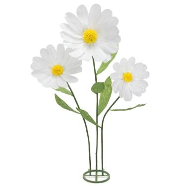 Imagem de DIRUNEN Flores gigantes para decoração, margaridas grandes artificiais, flor de papel grande para casamento, festa de aniversário, jardim, escritório, casa, vitrine de loja (branca)