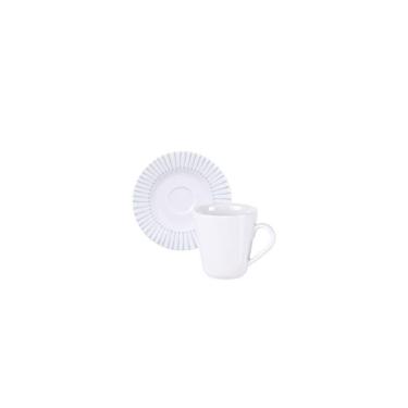 Imagem de Conjunto Xícara E Pires De Café Tramontina Monocroma Em Porcelana Decorada 70 Ml 2 Peças