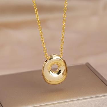 Imagem de 1 colar de letra A-Z com acabamento brilhante banhado a prata para mulheres, joia fina, presente para mamãe, 45+5cm, Cobre, Sem Pedra Preciosa