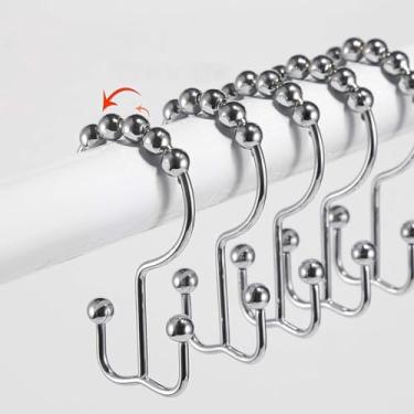 Imagem de Anéis de ganchos de cortina de chuveiro, 12 peças de ganchos de cortina de chuveiro, anéis de metal resistente à ferrugem para varões de chuveiro de banheiro cortinas